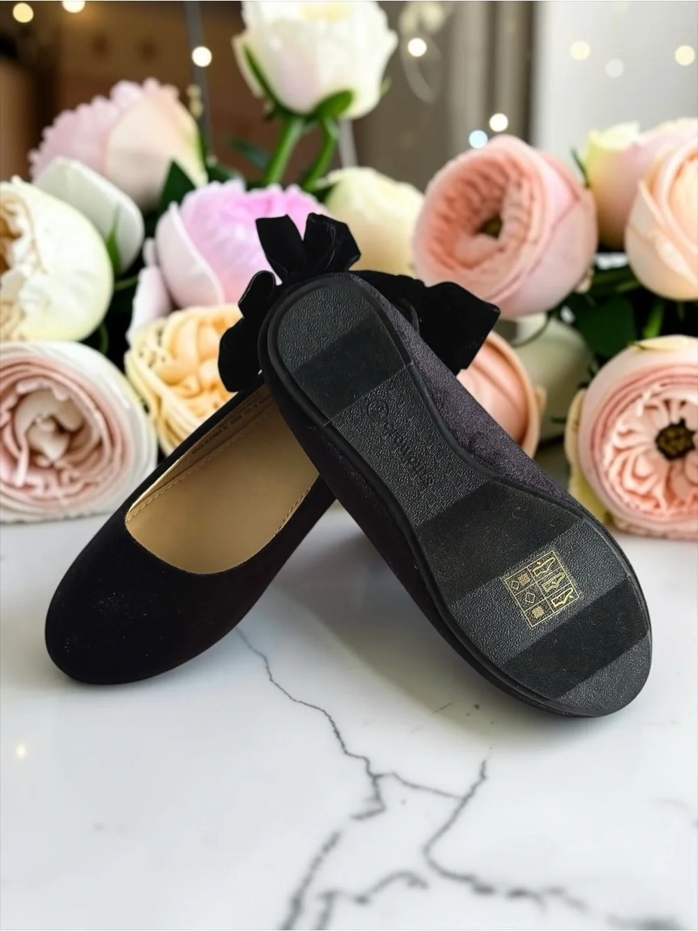 Crewcuts Little Girls Black Velvet Bow Ballet Flats Size 2